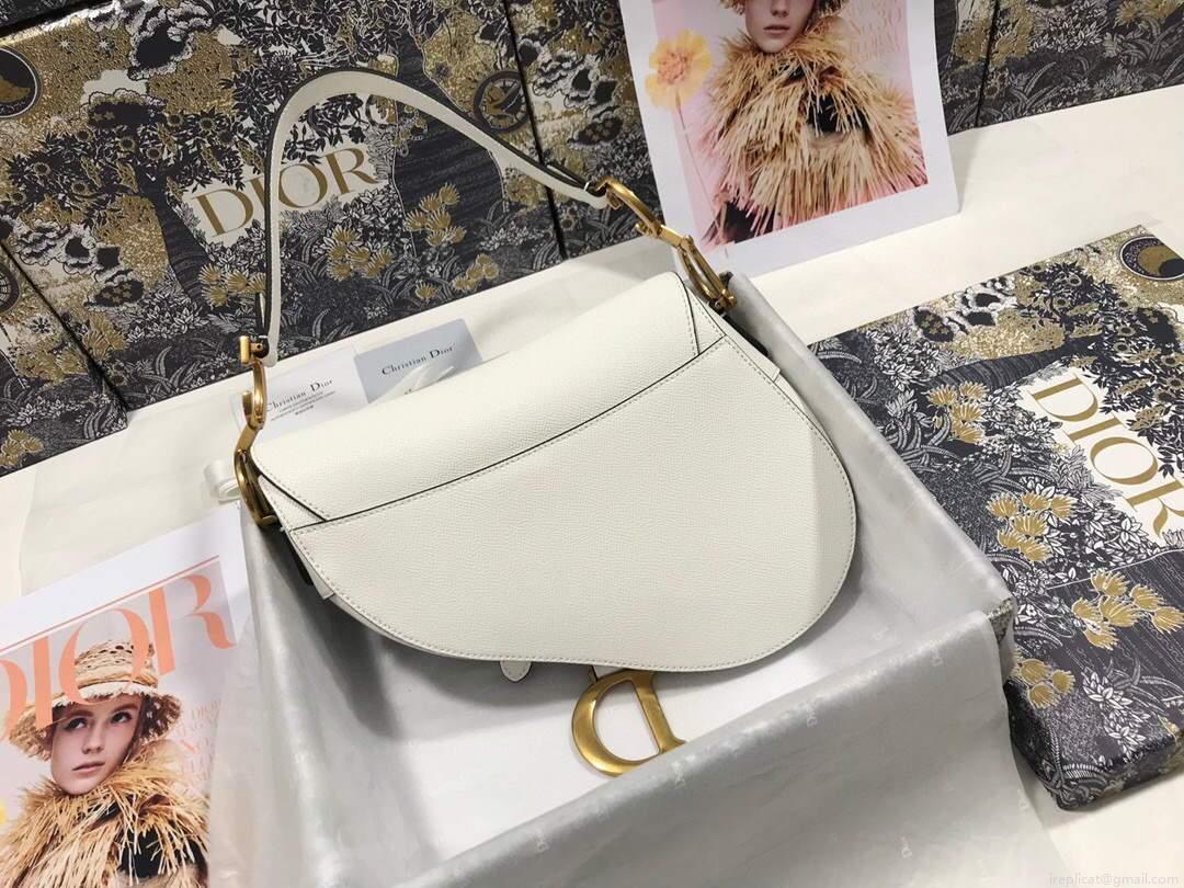 Dior M0446 Dior Saddle Bag M0447 White Grained Calfskin