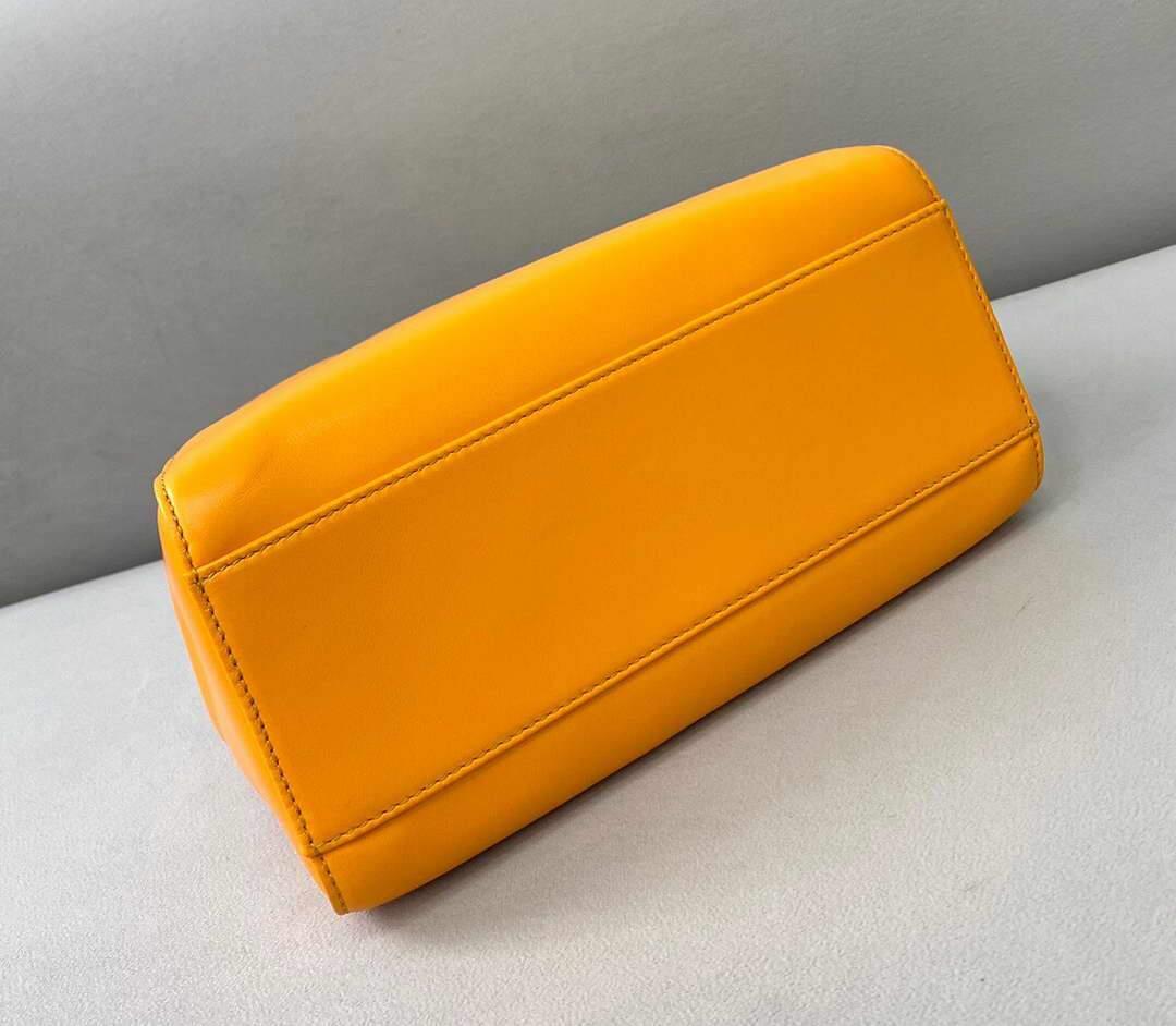 Fendi 8BN244 Peekaboo Iconic Mini Orange Nappa Leather Bag