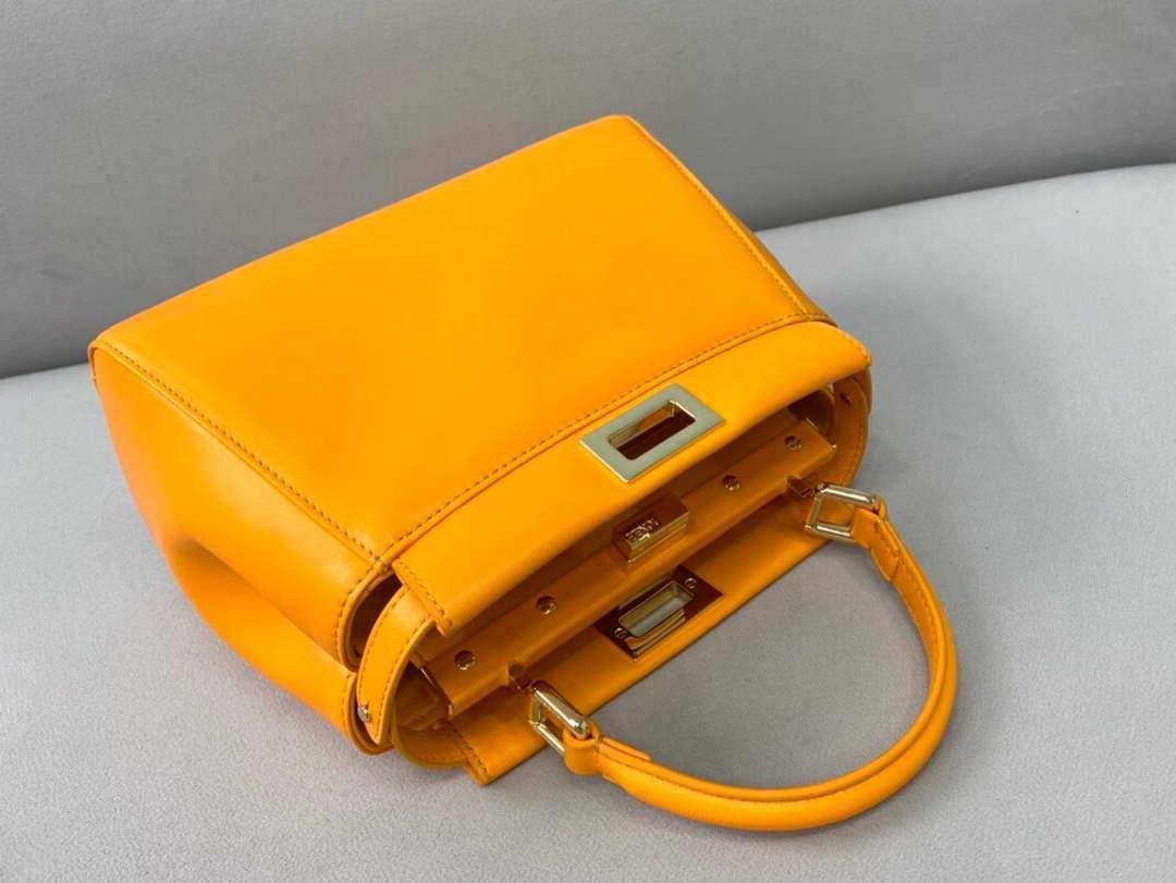 Fendi 8BN244 Peekaboo Iconic Mini Orange Nappa Leather Bag