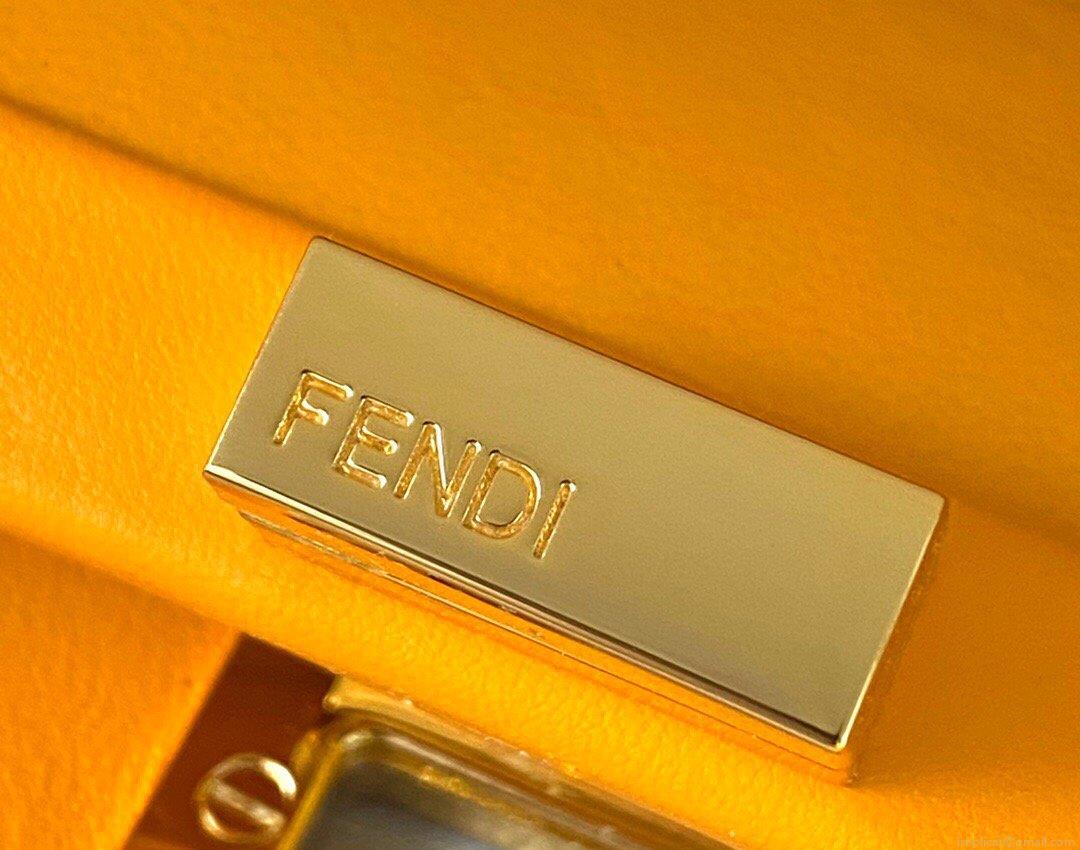 Fendi 8BN244 Peekaboo Iconic Mini Orange Nappa Leather Bag