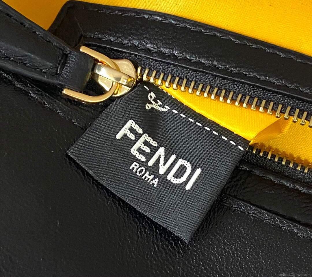 Fendi 8BR792 Medium Baguette 1997 Black Satin Bag with Sequins