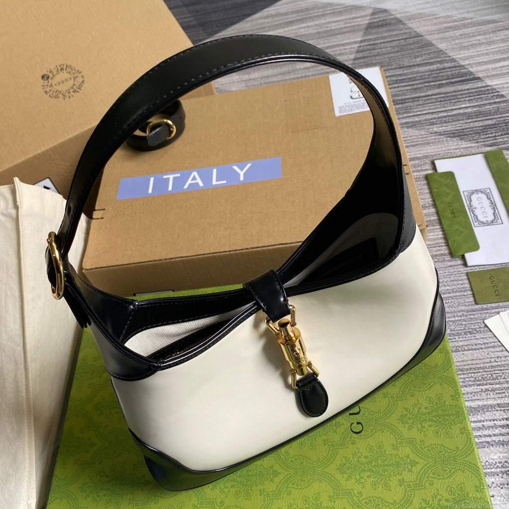 Gucci 636706 Jackie Vintage Underarm Bag White and Black