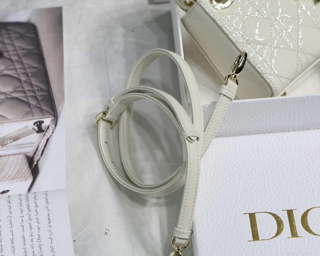 Dior MICRO LADY Dior Bag S0856 White Patent Cannage Lambskin