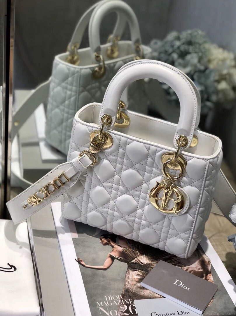 Dior Small Lady My ABCDior Bag Lambskin M0538 White