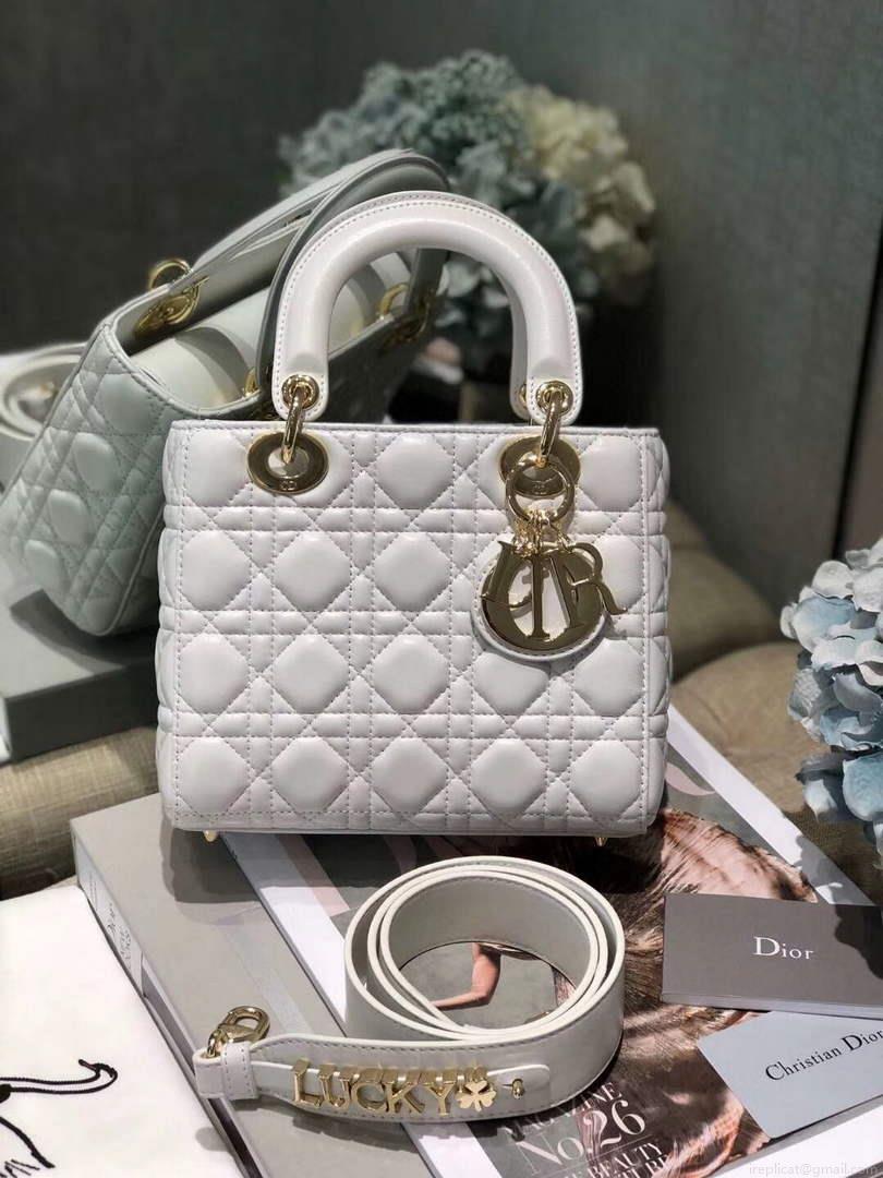 Dior Small Lady My ABCDior Bag Lambskin M0538 White