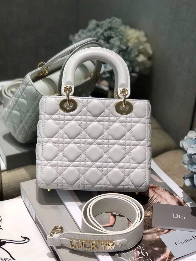 Dior Small Lady My ABCDior Bag Lambskin M0538 White