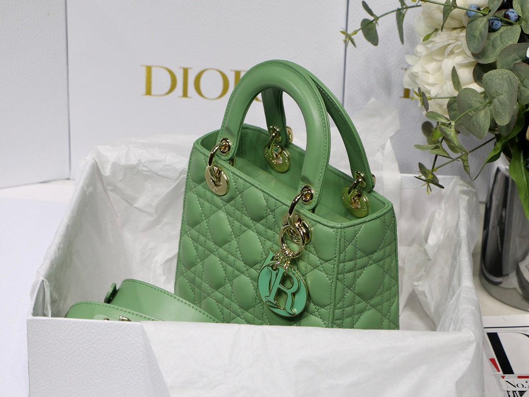 Dior Small Lady My ABCDior Bag Lambskin M0538 logo green