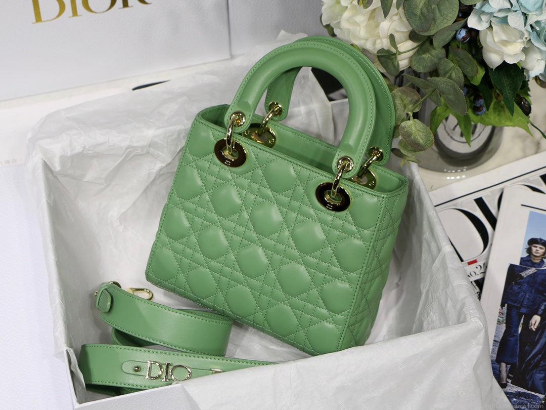 Dior Small Lady My ABCDior Bag Lambskin M0538 logo green