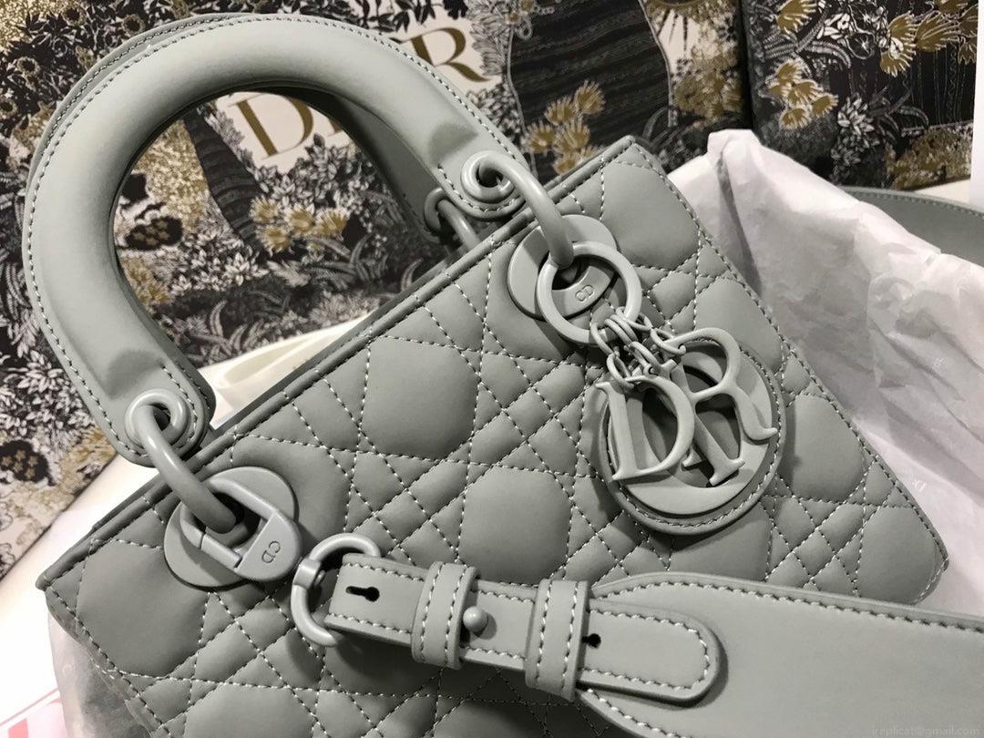 Dior Small Lady My ABCDior Bag Lambskin M0538 logo gray