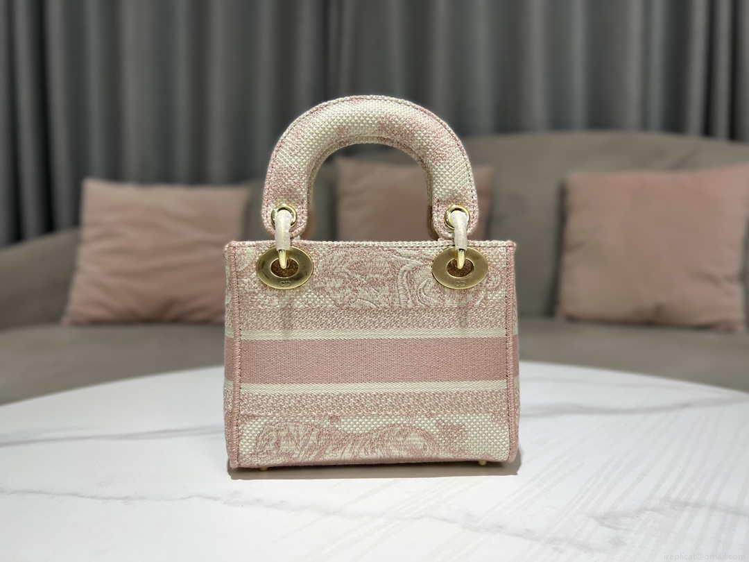 Dior M0500 MINI Lady D-LITE Bag Pink Toile de Jouy Embroidery