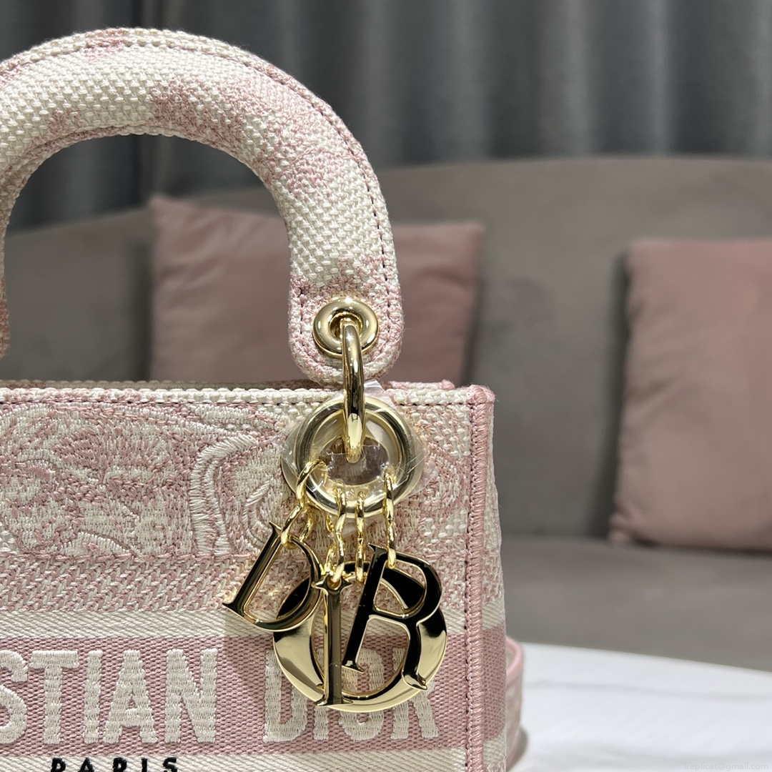 Dior M0500 MINI Lady D-LITE Bag Pink Toile de Jouy Embroidery