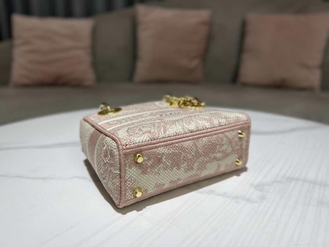 Dior M0500 MINI Lady D-LITE Bag Pink Toile de Jouy Embroidery