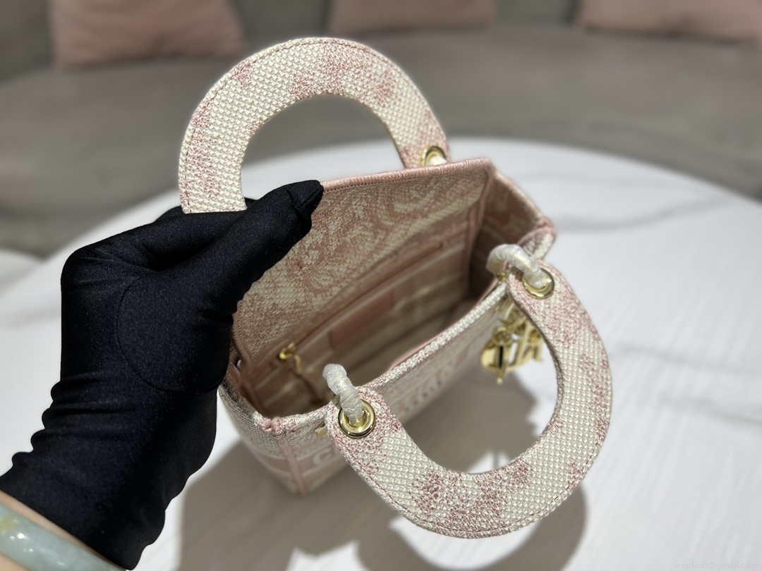 Dior M0500 MINI Lady D-LITE Bag Pink Toile de Jouy Embroidery