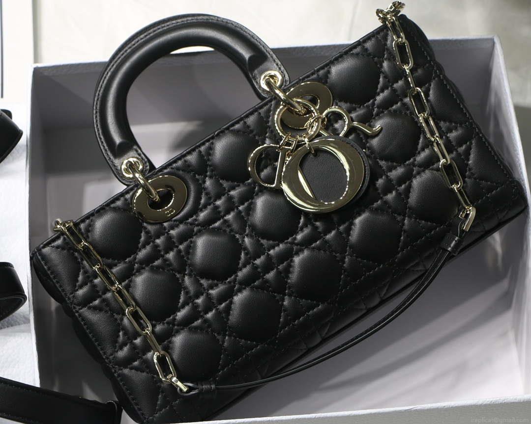 Dior M0540 Medium Lady D-Joy Bag Black Cannage Lambskin With Heart Motif