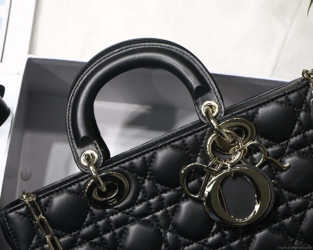 Dior M0540 Medium Lady D-Joy Bag Black Cannage Lambskin With Heart Motif