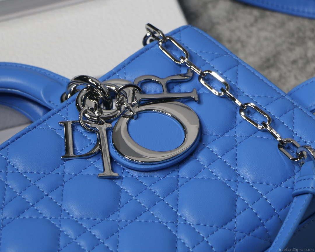 Dior M0540 Medium Lady D-Joy Bag Blue Cannage Lambskin With Heart Motif