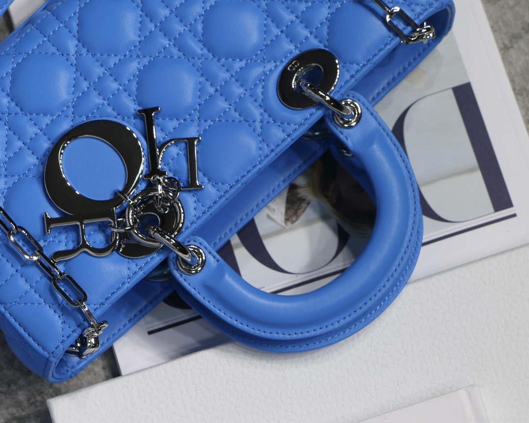 Dior M0540 Medium Lady D-Joy Bag Blue Cannage Lambskin With Heart Motif
