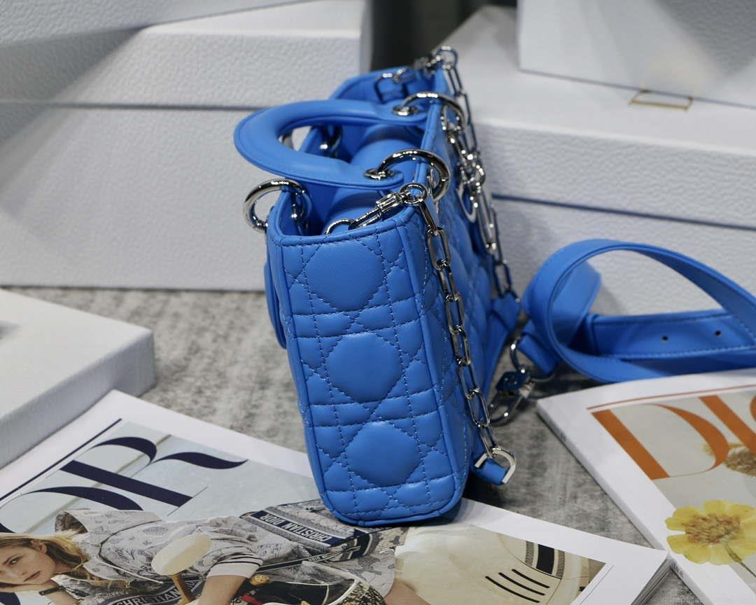 Dior M0540 Medium Lady D-Joy Bag Blue Cannage Lambskin With Heart Motif