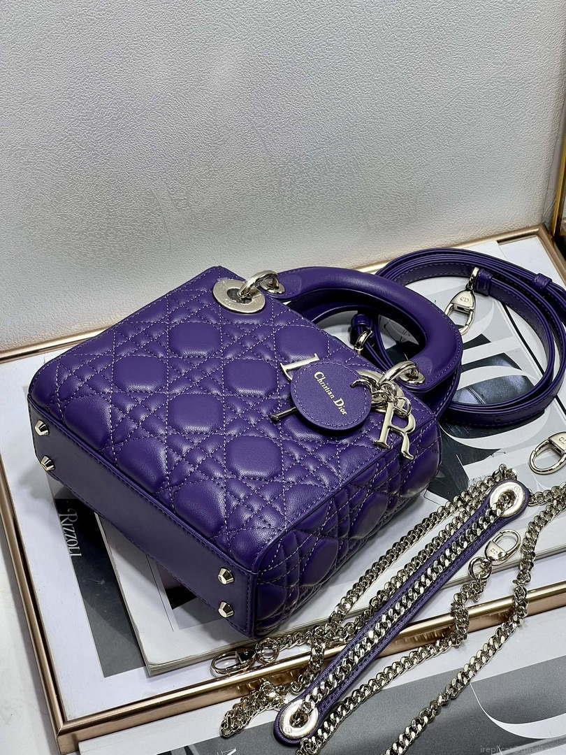 Dior M0505 Mini LADY Dior Bag Purple Cannage Lambskin