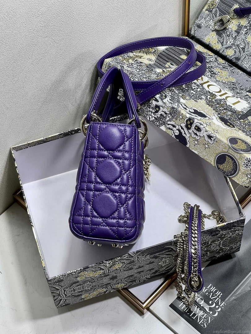 Dior M0505 Mini LADY Dior Bag Purple Cannage Lambskin