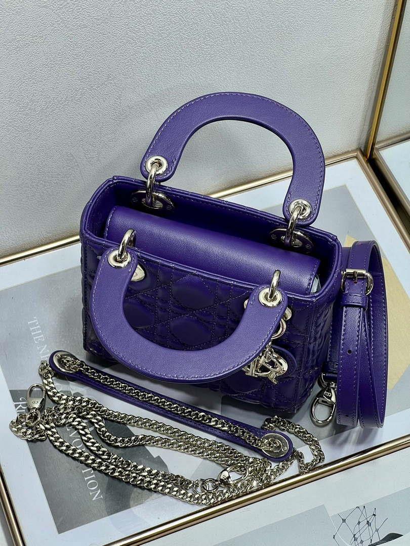 Dior M0505 Mini LADY Dior Bag Purple Cannage Lambskin