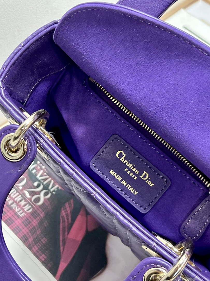 Dior M0505 Mini LADY Dior Bag Purple Cannage Lambskin