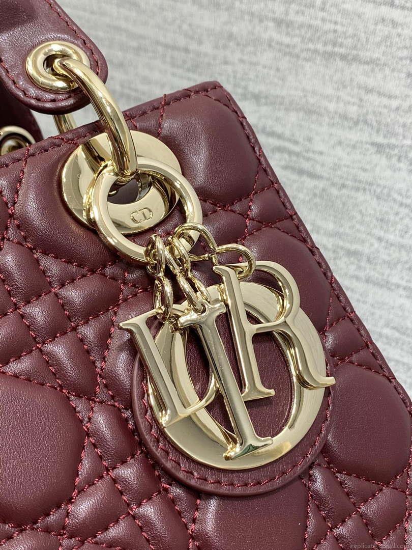 Dior M0538 Small Lady My ABCDior Bag Wine Red Cannage Lambskin