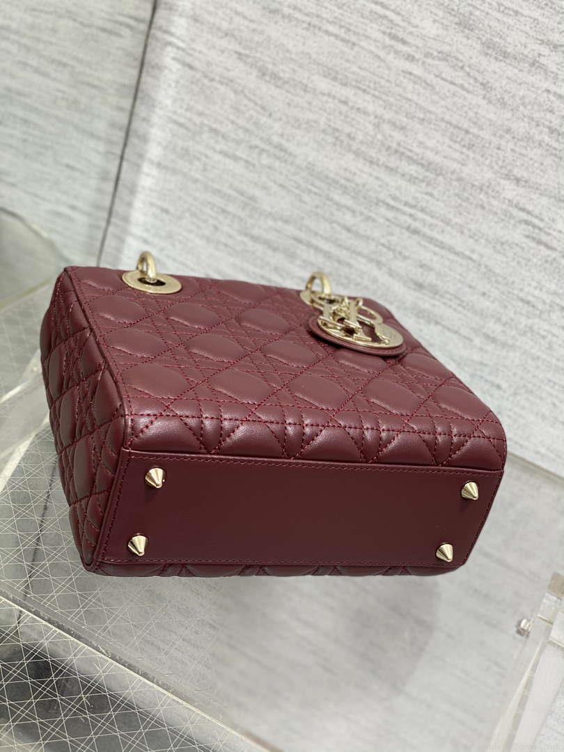Dior M0538 Small Lady My ABCDior Bag Wine Red Cannage Lambskin