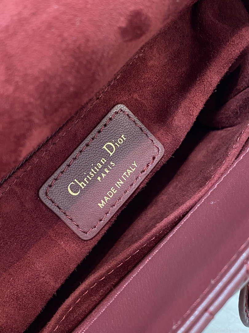 Dior M0538 Small Lady My ABCDior Bag Wine Red Cannage Lambskin