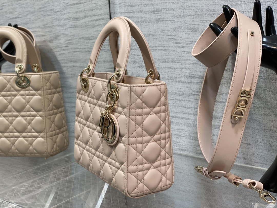 Dior M0538 Small Lady My ABCDior Bag Light pink Cannage Lambskin