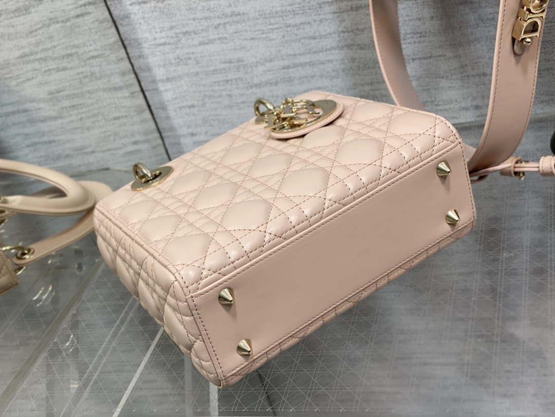 Dior M0538 Small Lady My ABCDior Bag Light pink Cannage Lambskin