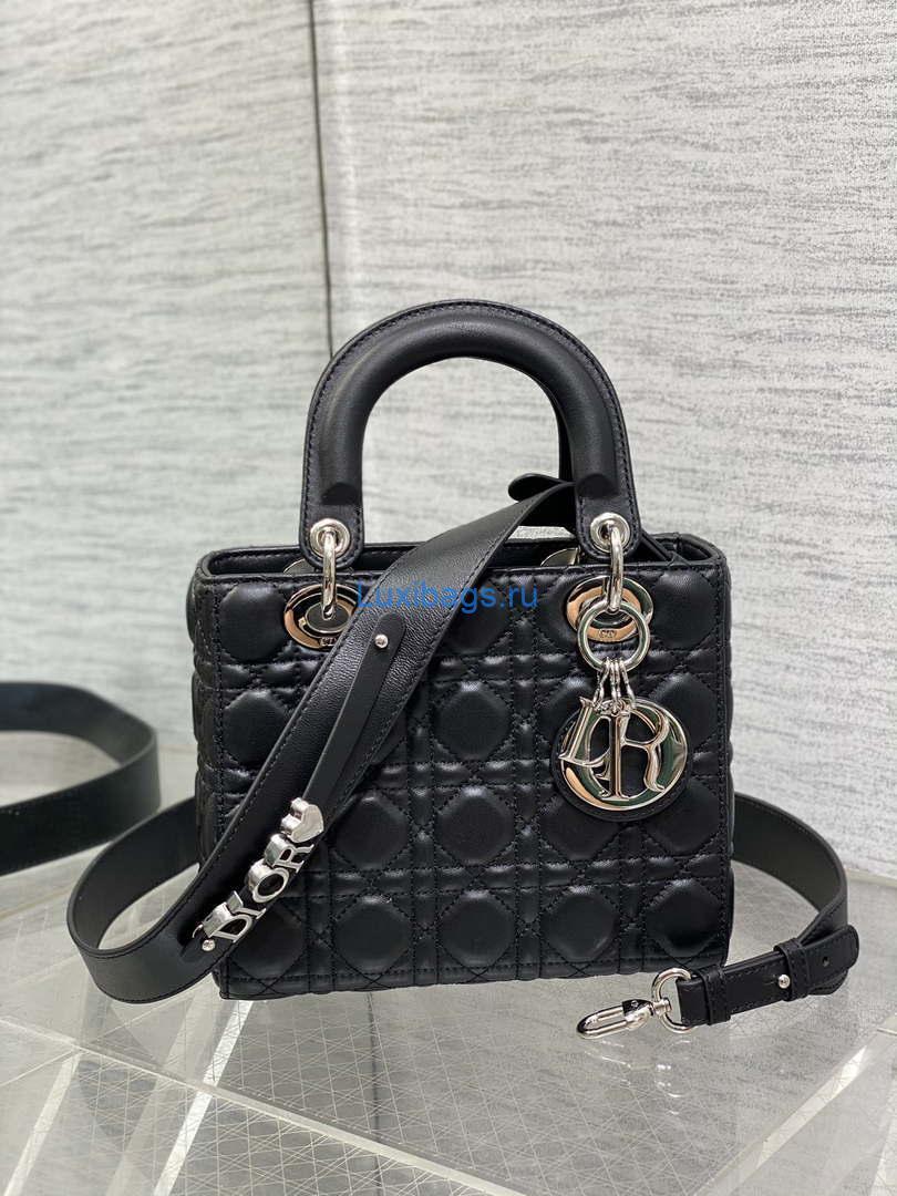 Dior M0538 Small Lady My ABCDior Bag Black Cannage Lambskin Silver