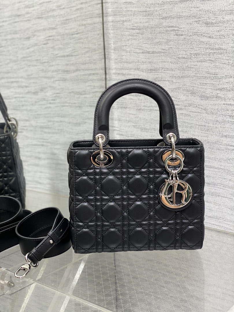 Dior M0538 Small Lady My ABCDior Bag Black Cannage Lambskin Silver