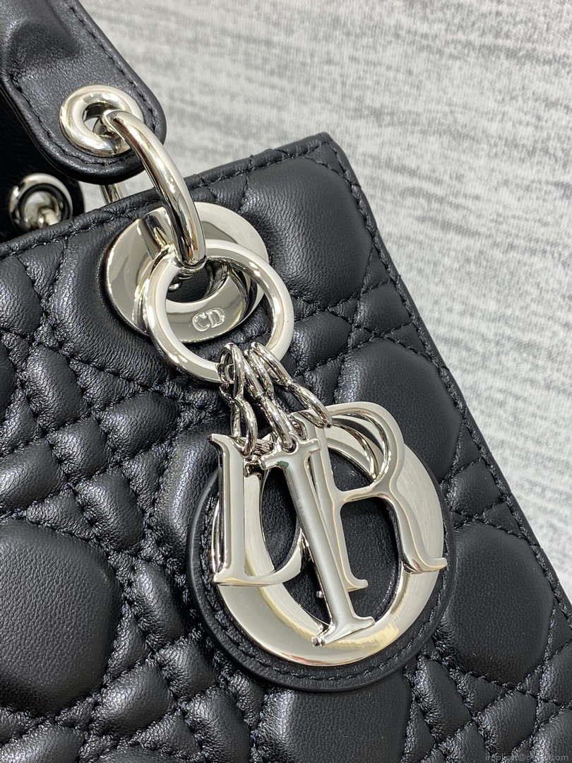 Dior M0538 Small Lady My ABCDior Bag Black Cannage Lambskin Silver