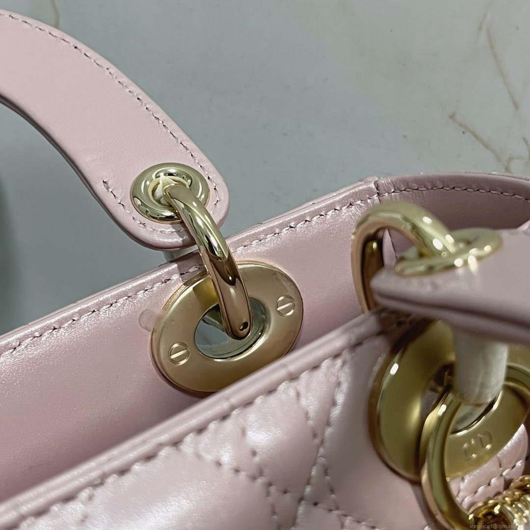 Dior M0538 Small Lady My ABCDior Bag Pearlescent Pink Cannage Lambskin