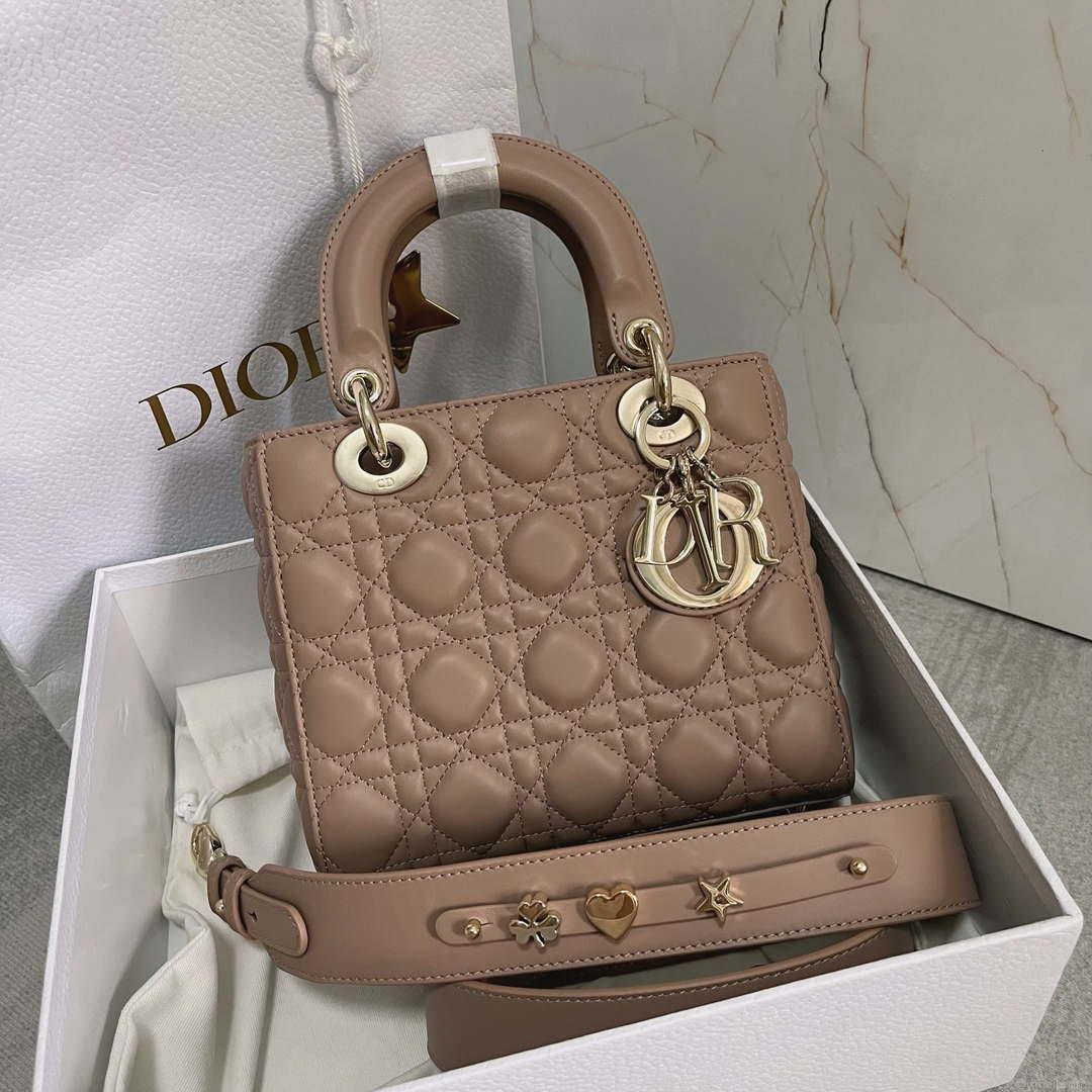 Dior M0538 Small Lady My ABCDior Bag Warm Taupe Cannage Lambskin