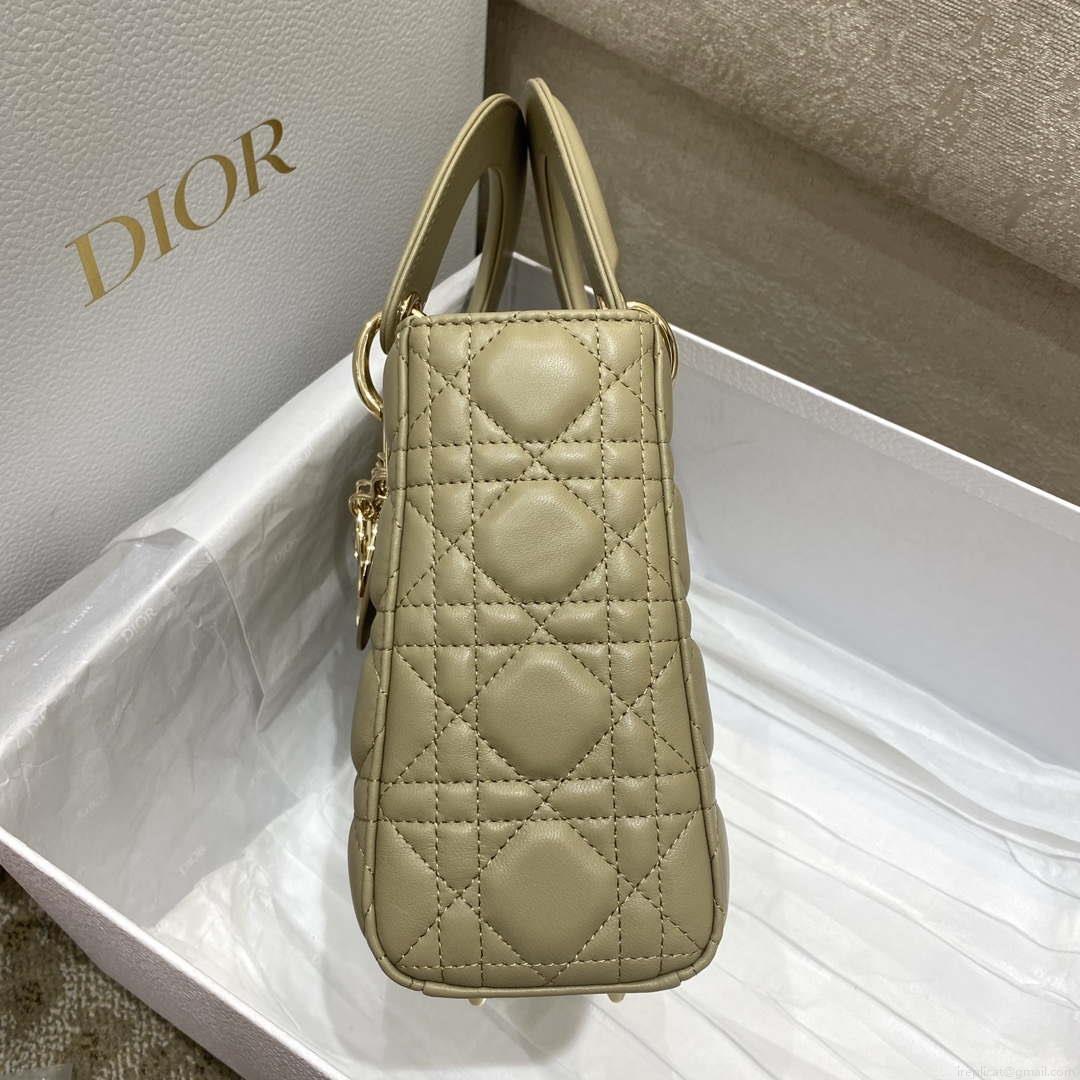 Dior M0538 Small Lady My ABCDior Bag Apricot Cannage Lambskin