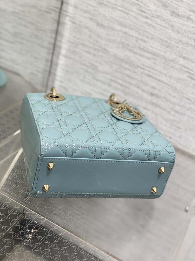Dior M0538 Small Lady My ABCDior Bag Lake Blue Patent Cannage Calfskin