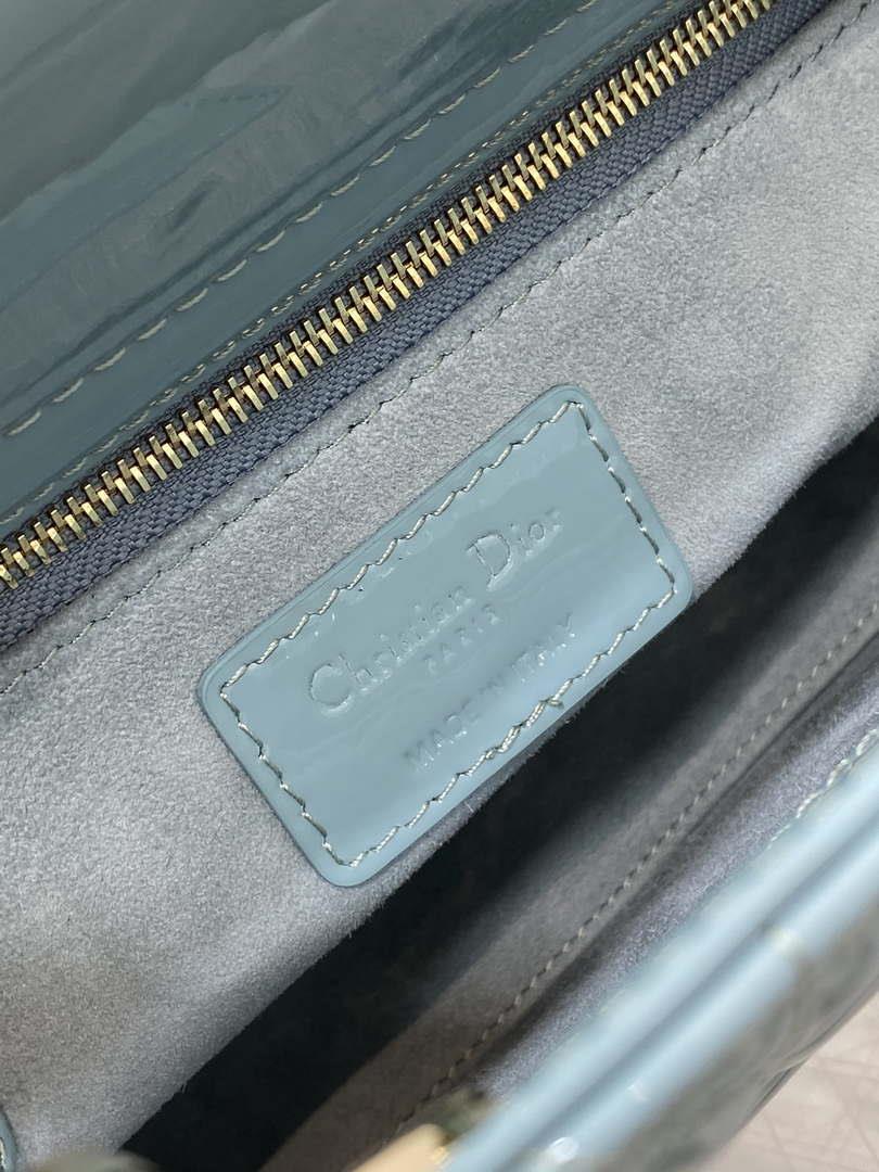 Dior M0538 Small Lady My ABCDior Bag Lake Blue Patent Cannage Calfskin