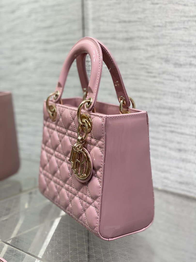 Dior M0538 Small Lady My ABCDior Bag Retro Pink Patent Cannage Calfskin