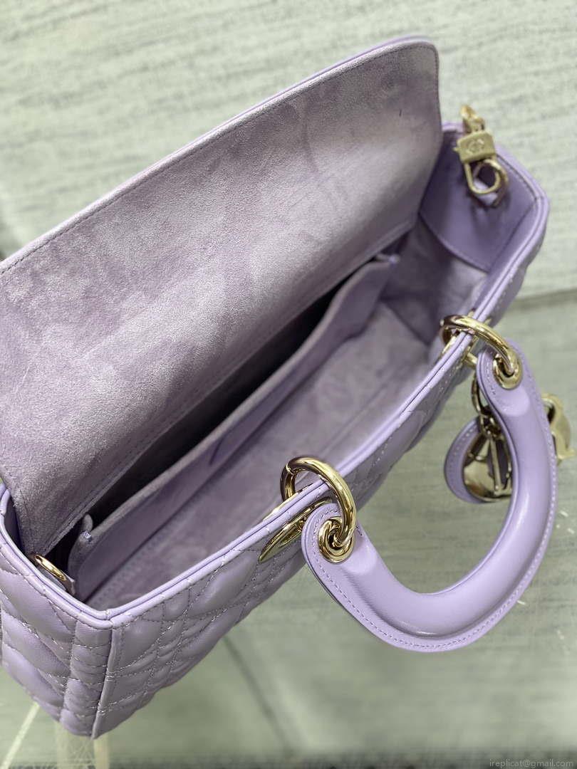 Dior M0540 Medium Lady D-Joy Bag Purple Cannage Lambskin