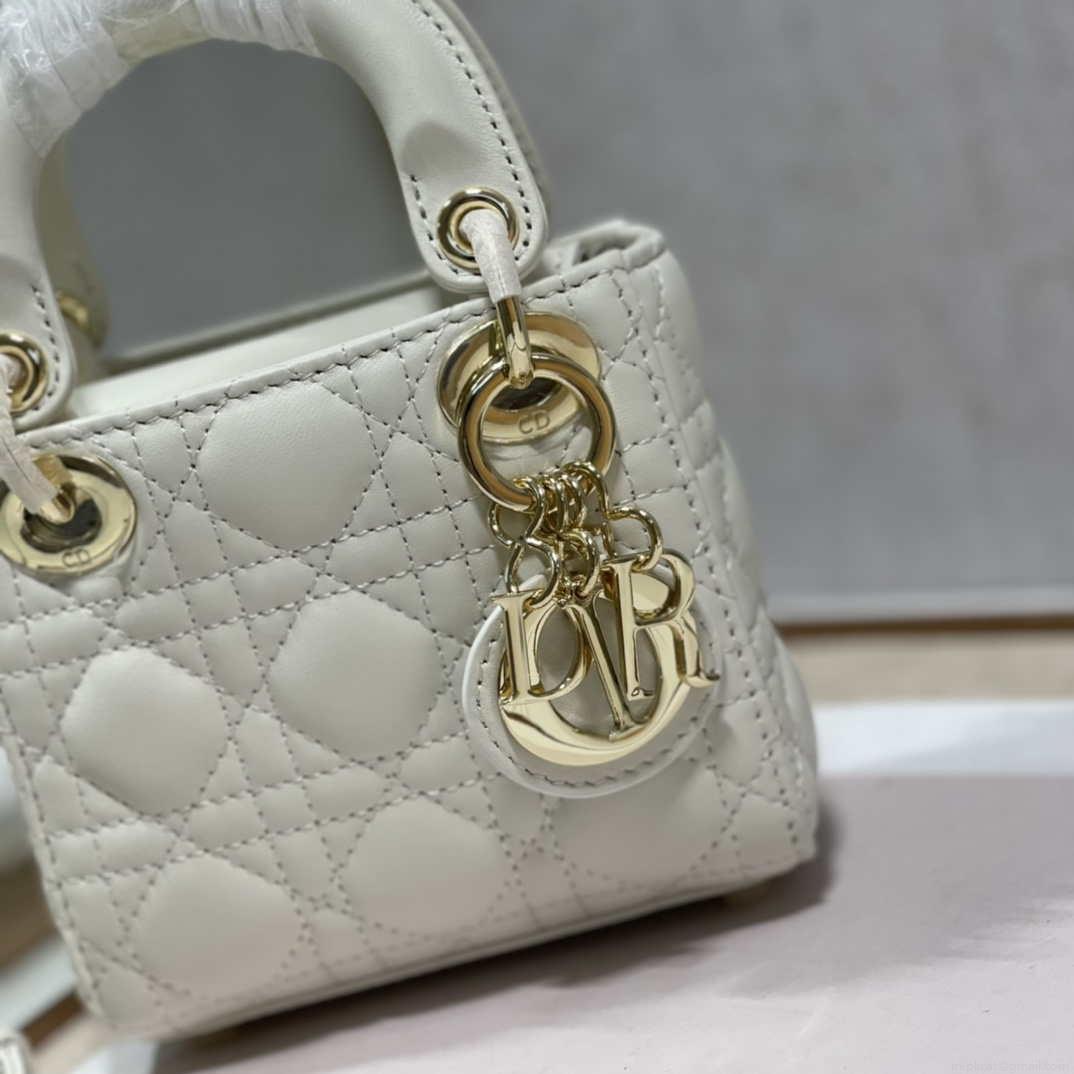 Dior S0856 MICRO LADY Dior Bag White Cannage Lambskin