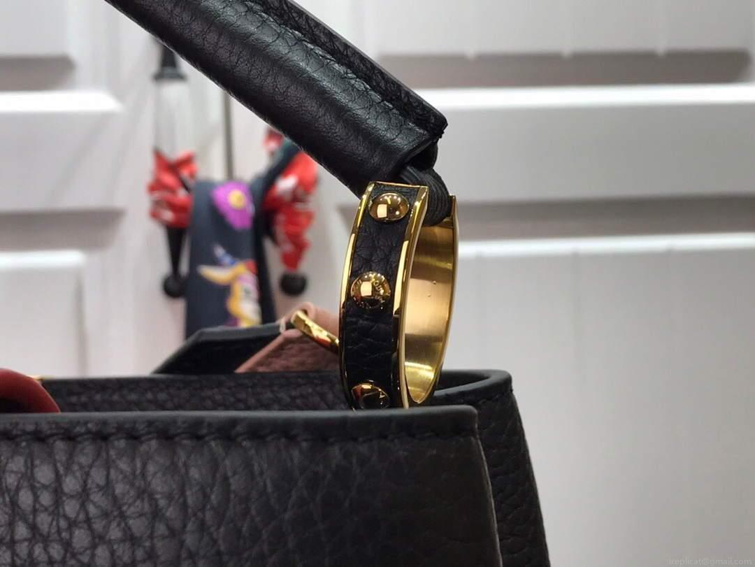 LV M48865 Louis Vuitton Capucines MM Handbag Black Red