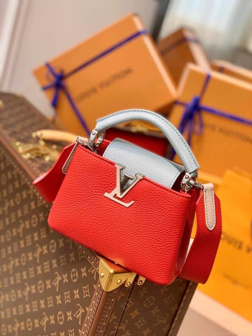 LV M57520 Louis Vuitton Capucines Mini M57521 Bag Red Blue