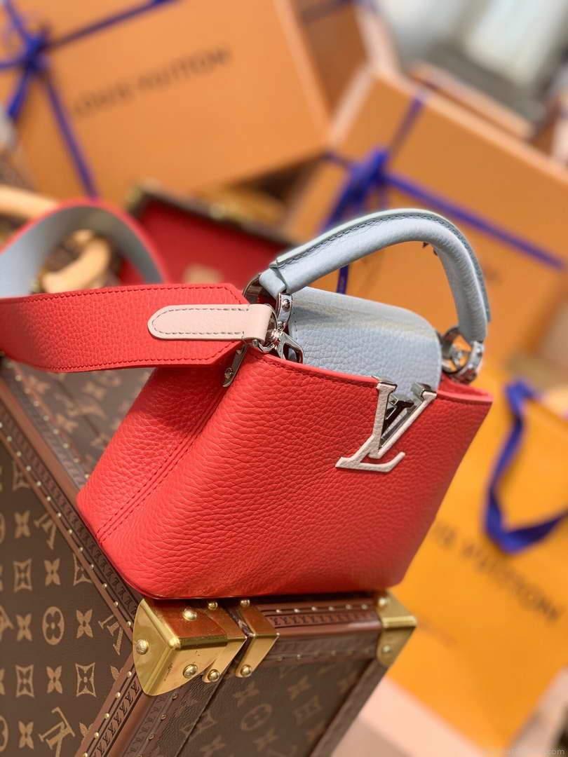 LV M57520 Louis Vuitton Capucines Mini M57521 Bag Red Blue