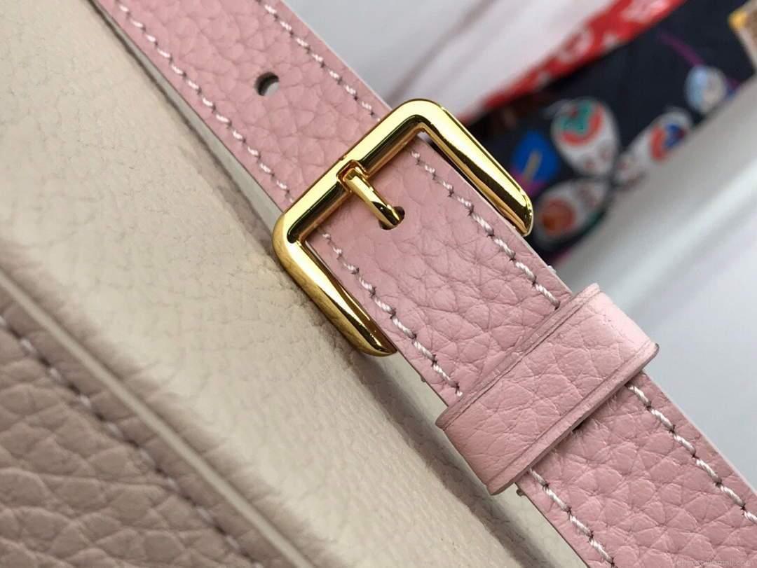 LV M57523 Louis Vuitton Capucines MM Handbag Gray Pink