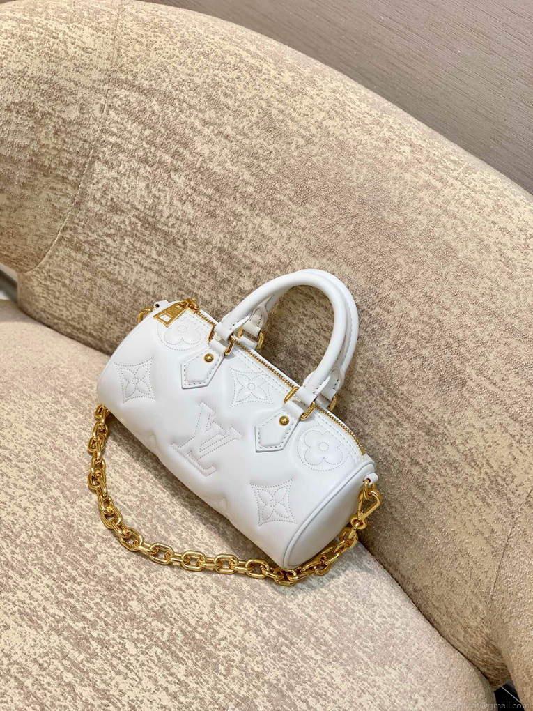 LV M59827 Louis Vuitton Papillon BB Handbag Snow White