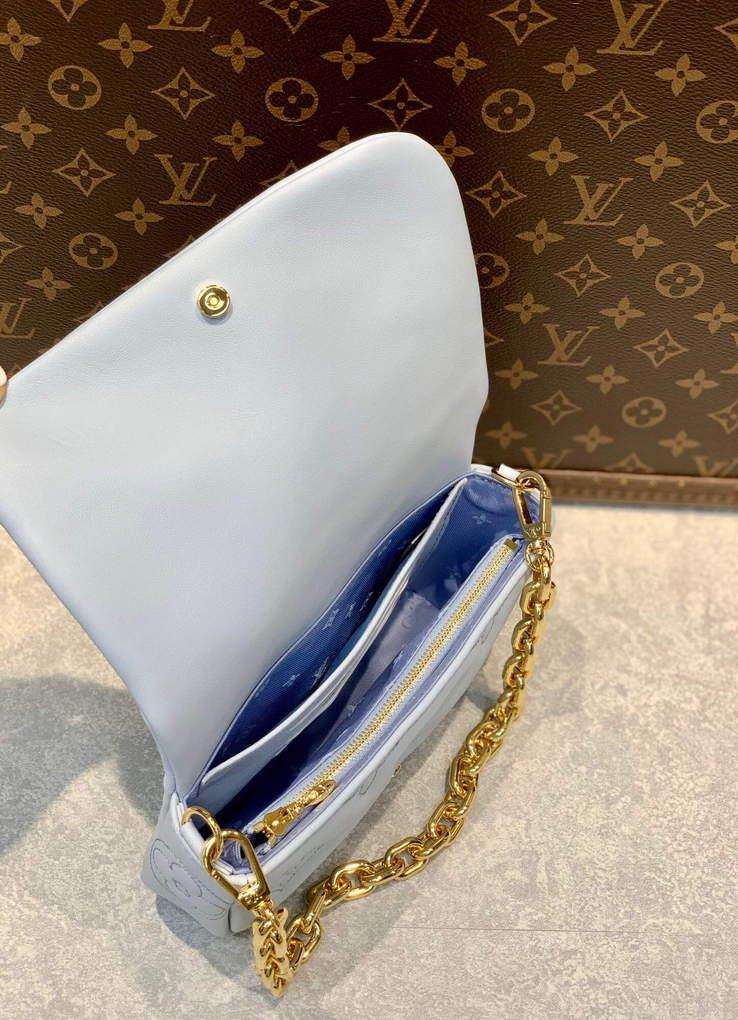 LV M81399 Louis Vuitton Wallet On Strap Bubblegram Glacier Blue