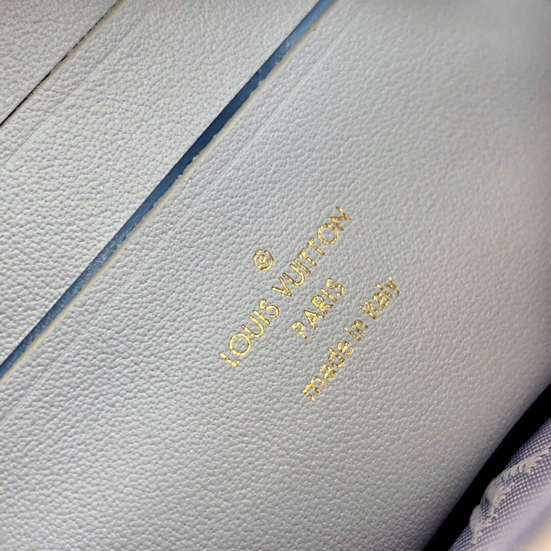 LV M81399 Louis Vuitton Wallet On Strap Bubblegram Glacier Blue