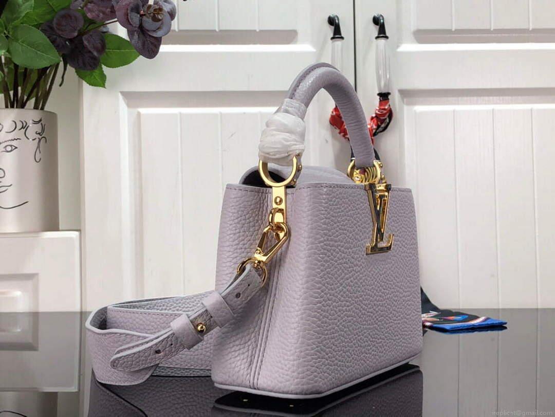LV M56071 Louis Vuitton Capucines Mini Handbag Taro Purple